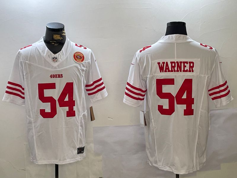 Men San Francisco 49ers #54 Warner White Three generations 2024 Nike Vapor Limited NFL Jersey style 4